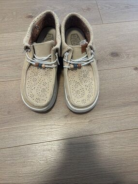 Hey Dudes Light Taupe Perforated Casual Slip-On Shoes platforms